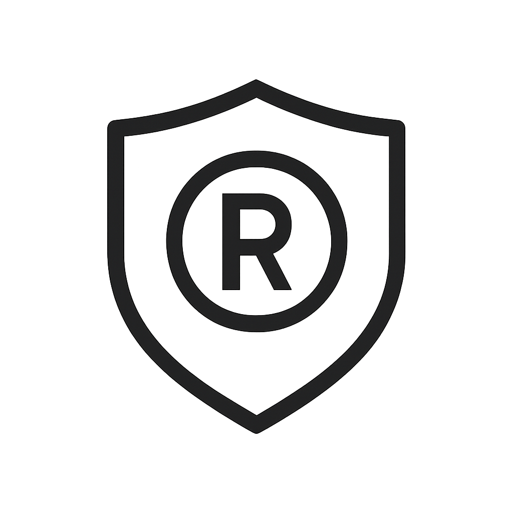 Black registration mark on a white background