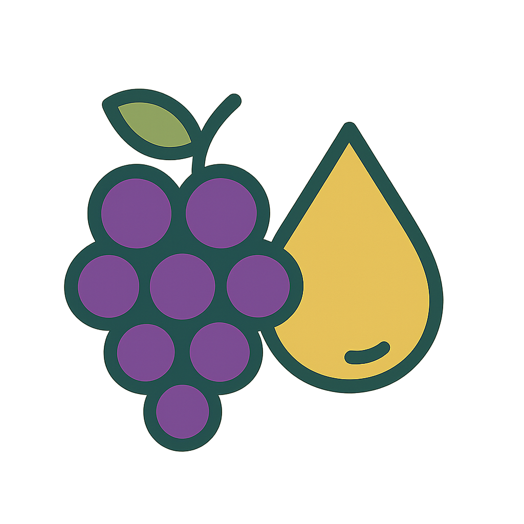 Icon of grapes and a droplet on a white background