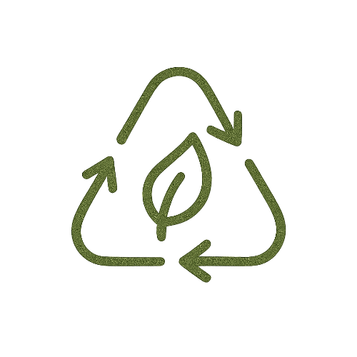 Green recycling symbol with leaves on a white background